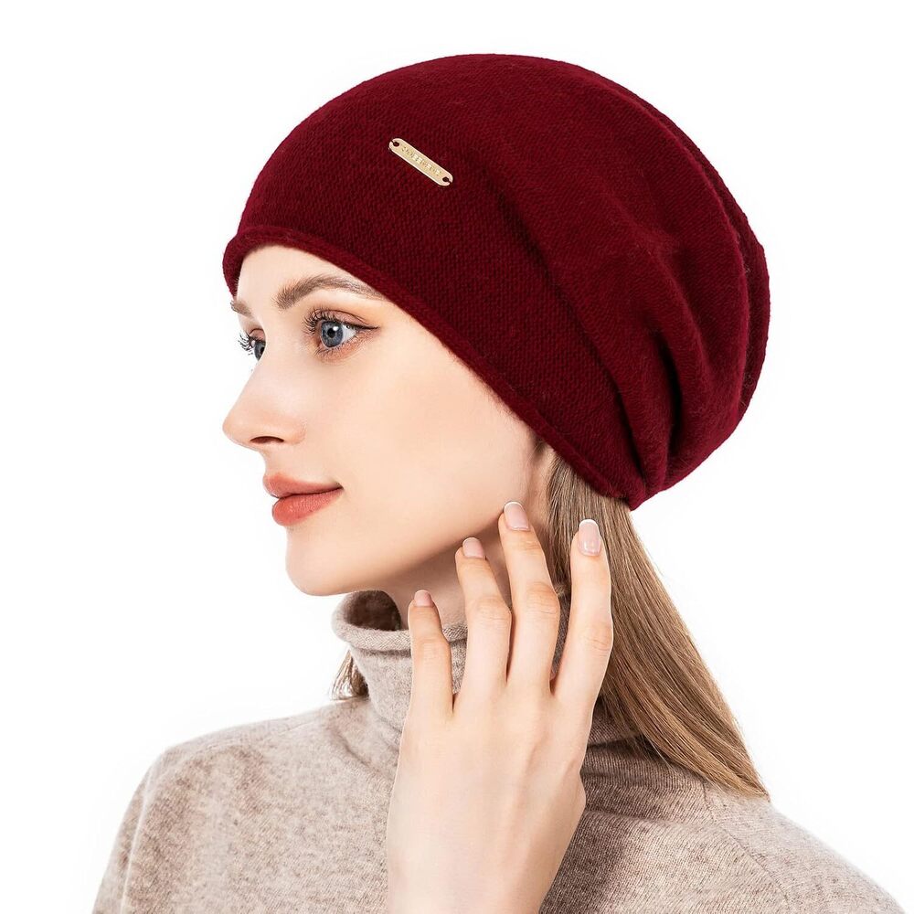 Soft Knit Beanie Hat for Women Winter Wool Cashmere Ski Cap - Picture 4 of 6